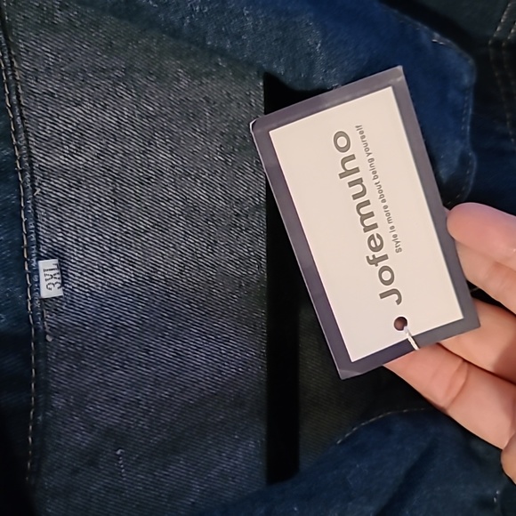 NWT Jofemuho Womens Classic Long Jean Jacket Plus Size Long Sleeve Button down - Picture 2 of 7